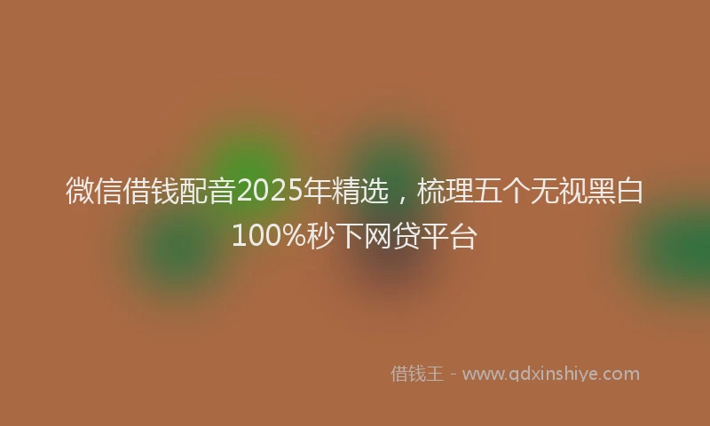微信借钱配音2025年精选，梳理五个无视黑白100%秒下网贷平台