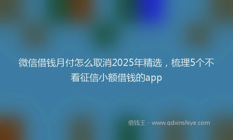 微信借钱月付怎么取消2025年精选，梳理5个不看征信小额借钱的app