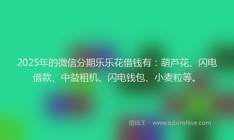 2025年的微信分期乐乐花借钱有：葫芦花、闪电借款、中益租机、闪电钱包、小麦粒等。