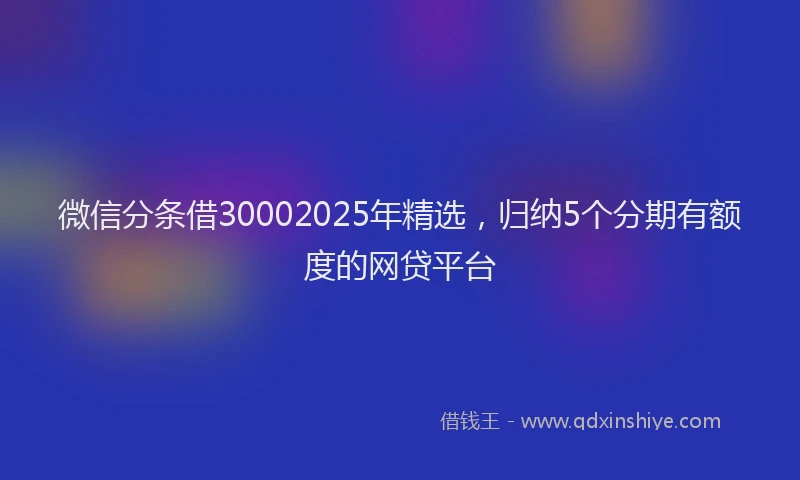 微信分条借30002025年精选，归纳5个分期有额度的网贷平台