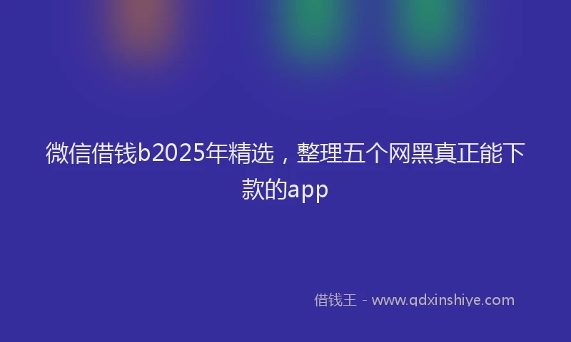 微信借钱b2025年精选，整理五个网黑真正能下款的app