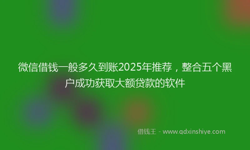 微信借钱一般多久到账2025年推荐，整合五个黑户成功获取大额贷款的软件