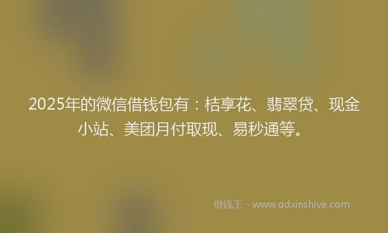 2025年的微信借钱包有：桔享花、翡翠贷、现金小站、美团月付取现、易秒通等。