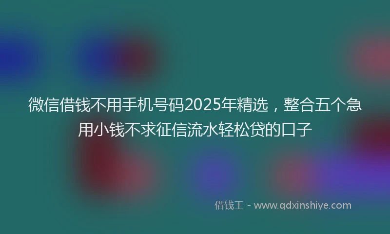 微信借钱不用手机号码2025年精选，整合五个急用小钱不求征信流水轻松贷的口子