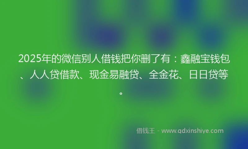 2025年的微信别人借钱把你删了有：鑫融宝钱包、人人贷借款、现金易融贷、全金花、日日贷等。