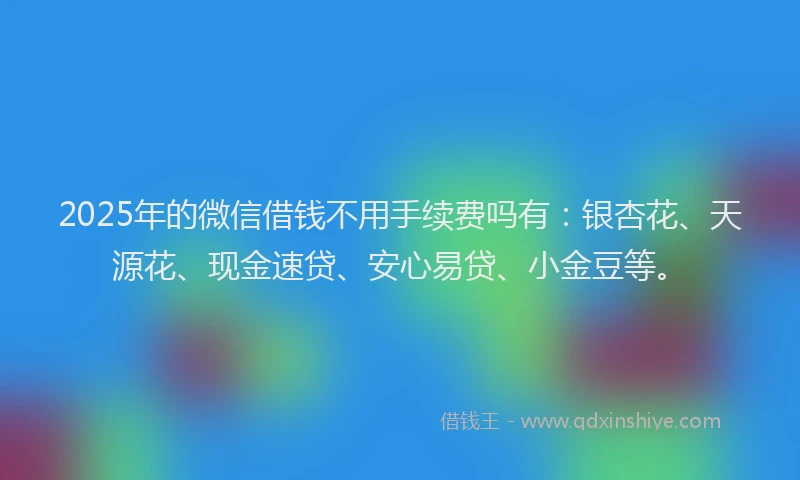 2025年的微信借钱不用手续费吗有：银杏花、天源花、现金速贷、安心易贷、小金豆等。