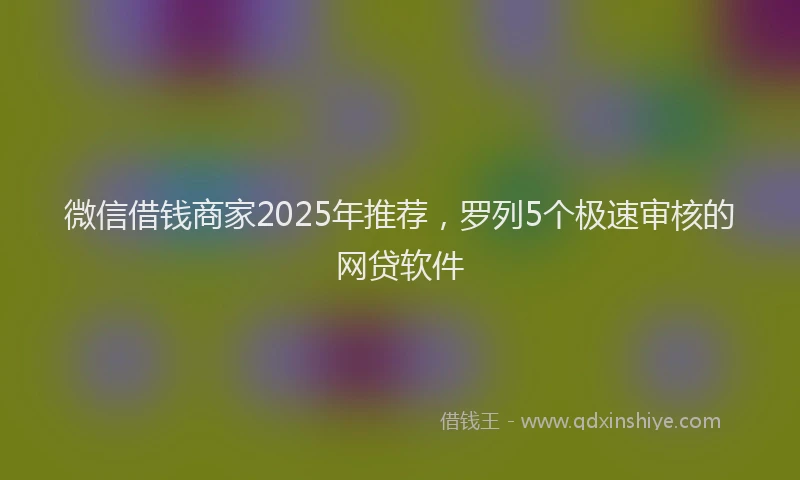 微信借钱商家2025年推荐，罗列5个极速审核的网贷软件