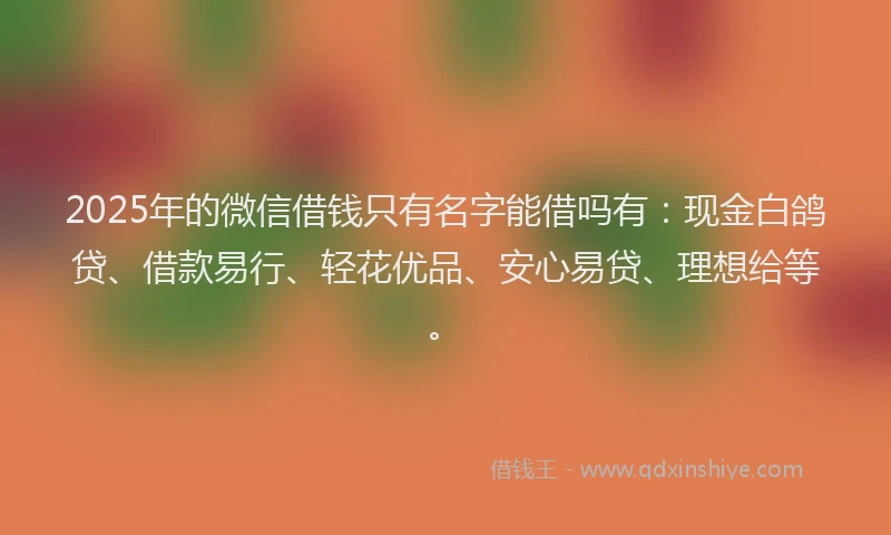 2025年的微信借钱只有名字能借吗有：现金白鸽贷、借款易行、轻花优品、安心易贷、理想给等。