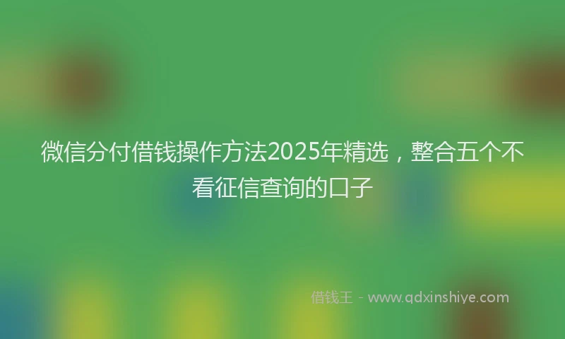 微信分付借钱操作方法2025年精选，整合五个不看征信查询的口子