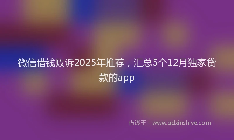 微信借钱败诉2025年推荐，汇总5个12月独家贷款的app