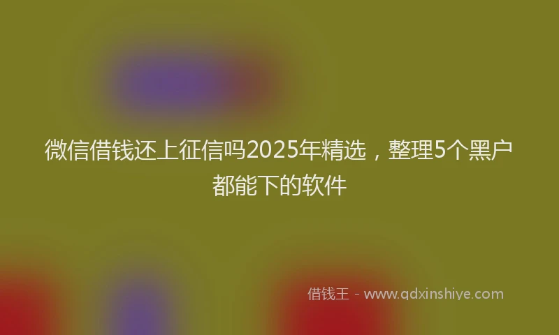 微信借钱还上征信吗2025年精选，整理5个黑户都能下的软件