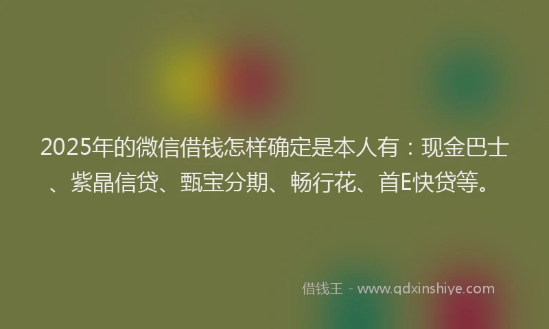 2025年的微信借钱怎样确定是本人有：现金巴士、紫晶信贷、甄宝分期、畅行花、首E快贷等。