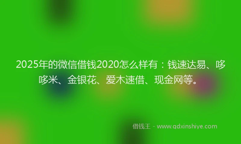 2025年的微信借钱2020怎么样有：钱速达易、哆哆米、金银花、爱木速借、现金网等。