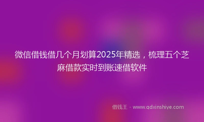微信借钱借几个月划算2025年精选，梳理五个芝麻借款实时到账速借软件