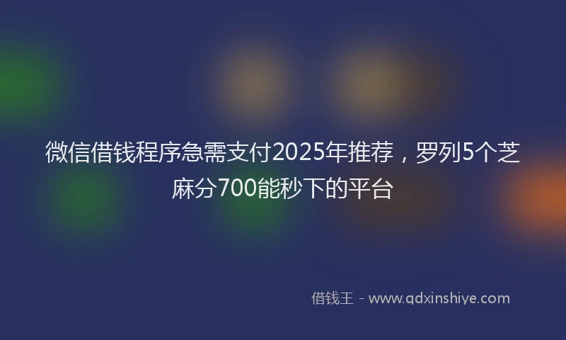 微信借钱程序急需支付2025年推荐，罗列5个芝麻分700能秒下的平台