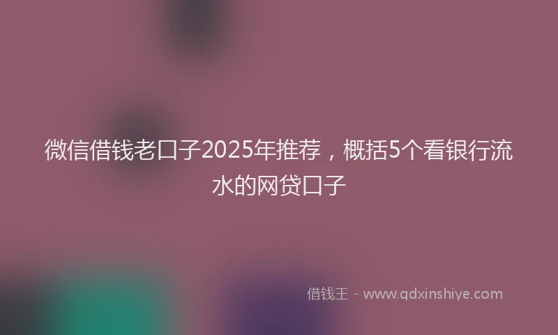 微信借钱老口子2025年推荐，概括5个看银行流水的网贷口子