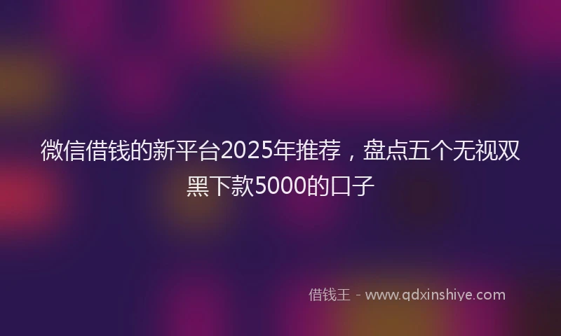 微信借钱的新平台2025年推荐，盘点五个无视双黑下款5000的口子