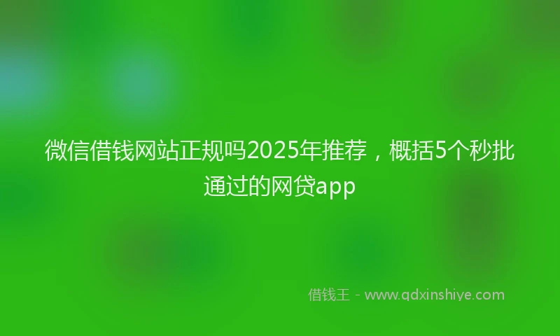 微信借钱网站正规吗2025年推荐，概括5个秒批通过的网贷app