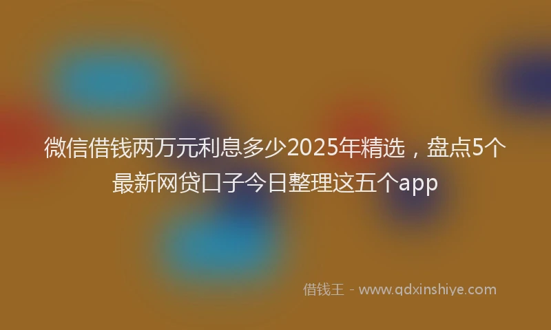 微信借钱两万元利息多少2025年精选，盘点5个最新网贷口子今日整理这五个app