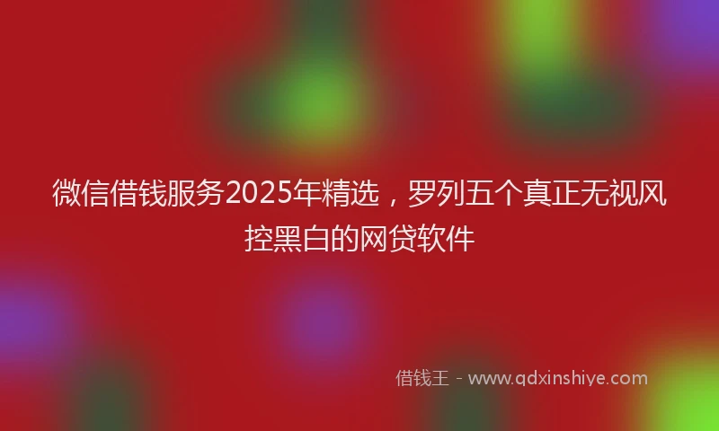 微信借钱服务2025年精选，罗列五个真正无视风控黑白的网贷软件
