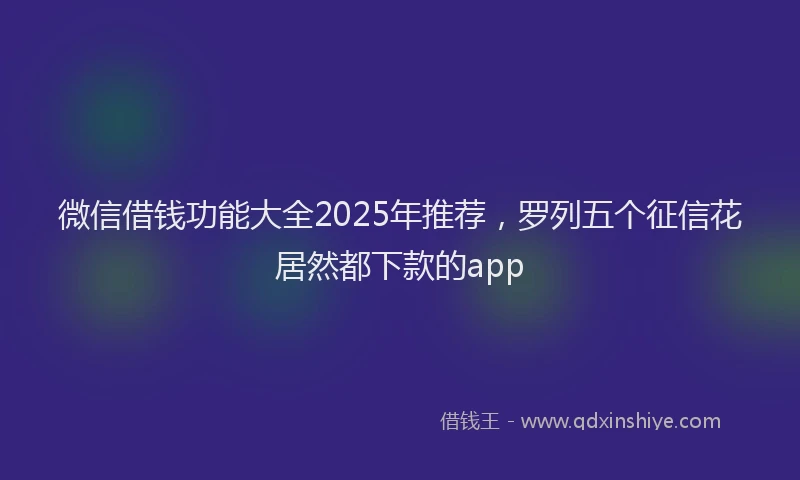 微信借钱功能大全2025年推荐，罗列五个征信花居然都下款的app