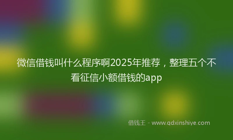微信借钱叫什么程序啊2025年推荐，整理五个不看征信小额借钱的app