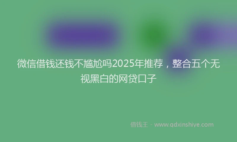 微信借钱还钱不尴尬吗2025年推荐，整合五个无视黑白的网贷口子