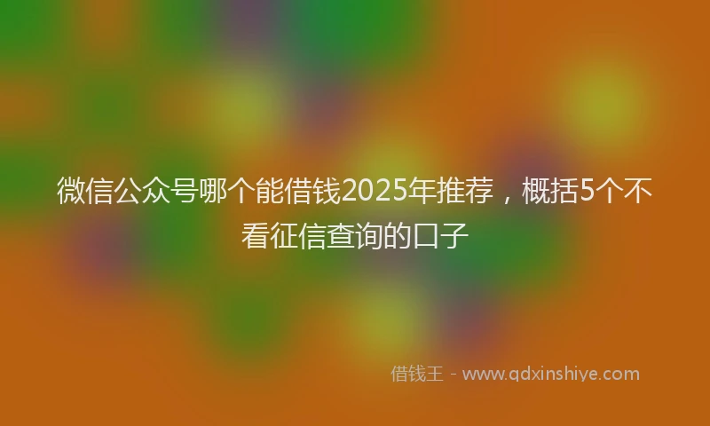 微信公众号哪个能借钱2025年推荐，概括5个不看征信查询的口子