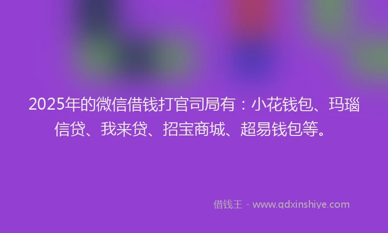 2025年的微信借钱打官司局有：小花钱包、玛瑙信贷、我来贷、招宝商城、超易钱包等。
