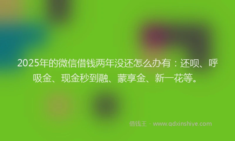2025年的微信借钱两年没还怎么办有：还呗、呼吸金、现金秒到融、蒙享金、新一花等。