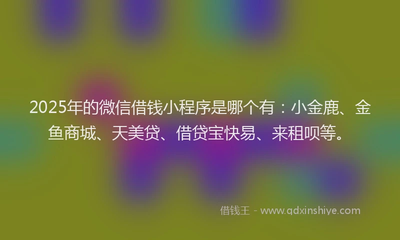 2025年的微信借钱小程序是哪个有：小金鹿、金鱼商城、天美贷、借贷宝快易、来租呗等。