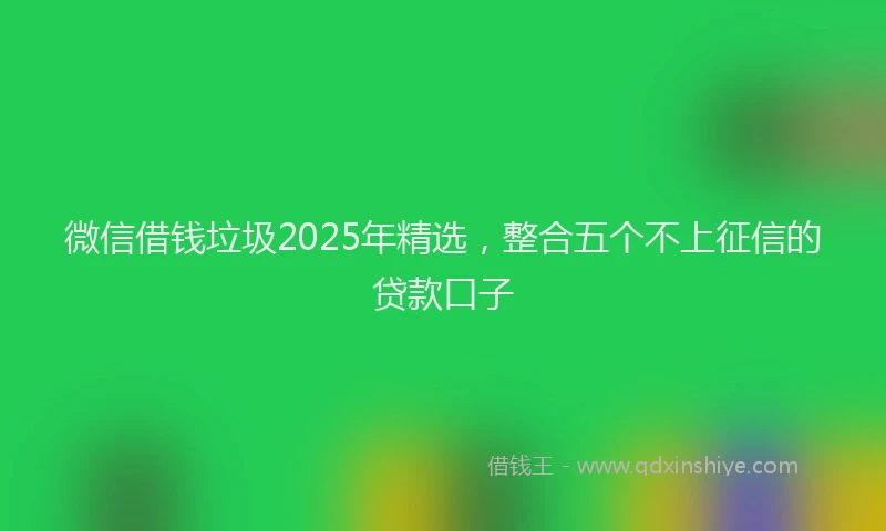 微信借钱垃圾2025年精选，整合五个不上征信的贷款口子