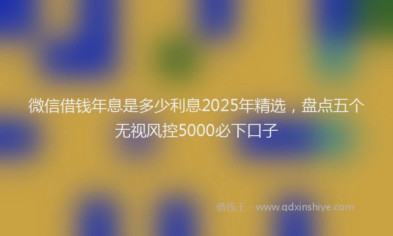 微信借钱年息是多少利息2025年精选，盘点五个无视风控5000必下口子