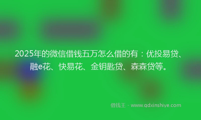 2025年的微信借钱五万怎么借的有：优投易贷、融e花、快易花、金钥匙贷、森森贷等。