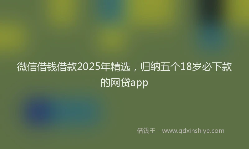 微信借钱借款2025年精选，归纳五个18岁必下款的网贷app