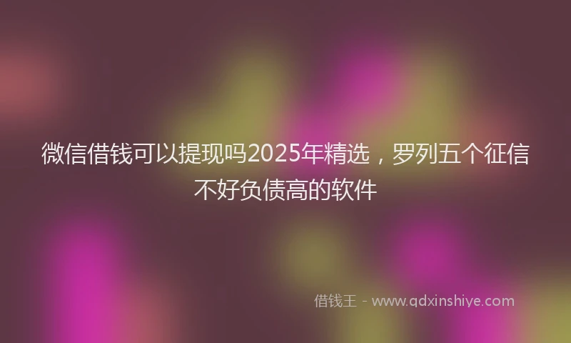 微信借钱可以提现吗2025年精选，罗列五个征信不好负债高的软件