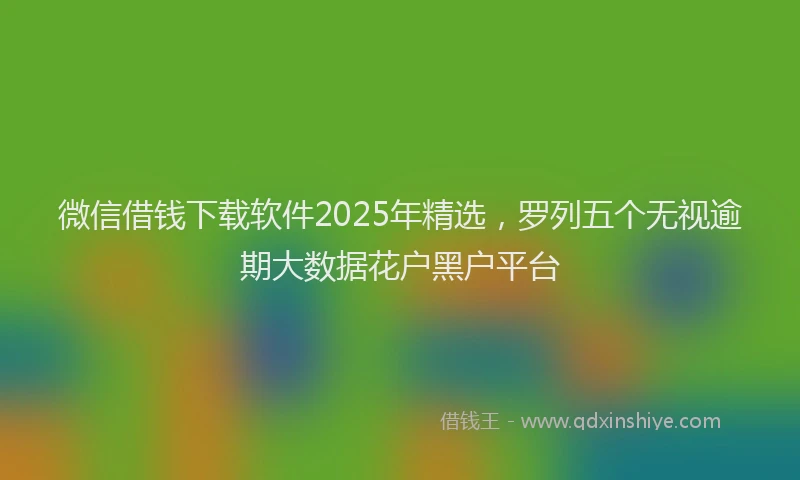 微信借钱下载软件2025年精选，罗列五个无视逾期大数据花户黑户平台
