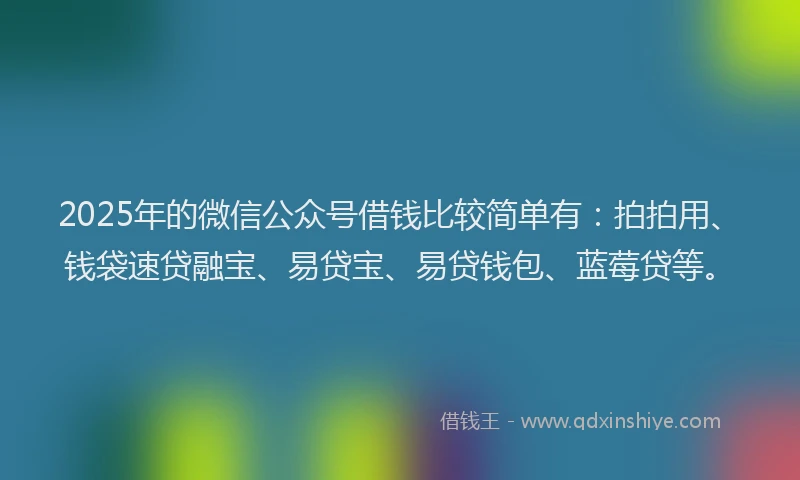 2025年的微信公众号借钱比较简单有：拍拍用、钱袋速贷融宝、易贷宝、易贷钱包、蓝莓贷等。