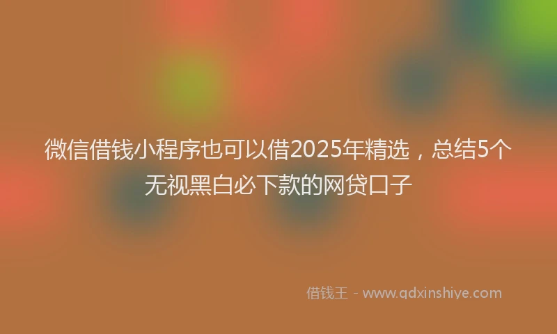 微信借钱小程序也可以借2025年精选，总结5个无视黑白必下款的网贷口子