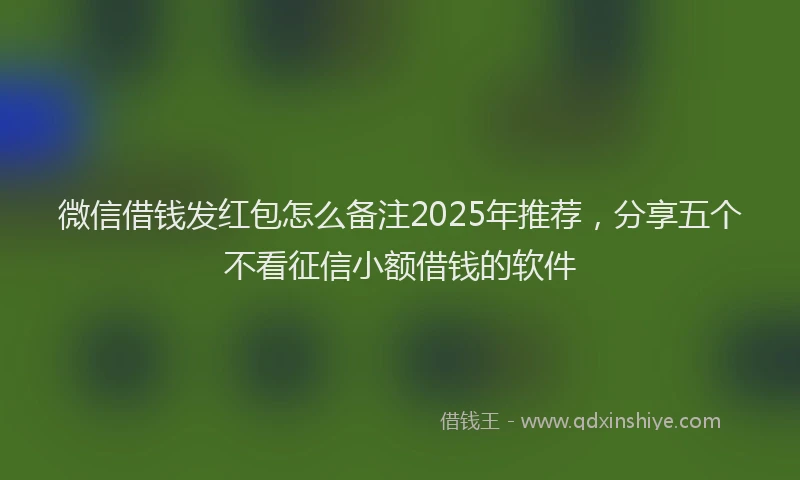 微信借钱发红包怎么备注2025年推荐，分享五个不看征信小额借钱的软件