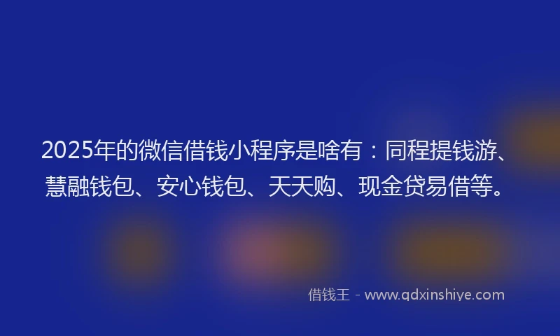 2025年的微信借钱小程序是啥有：同程提钱游、慧融钱包、安心钱包、天天购、现金贷易借等。