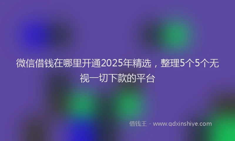 微信借钱在哪里开通2025年精选，整理5个5个无视一切下款的平台