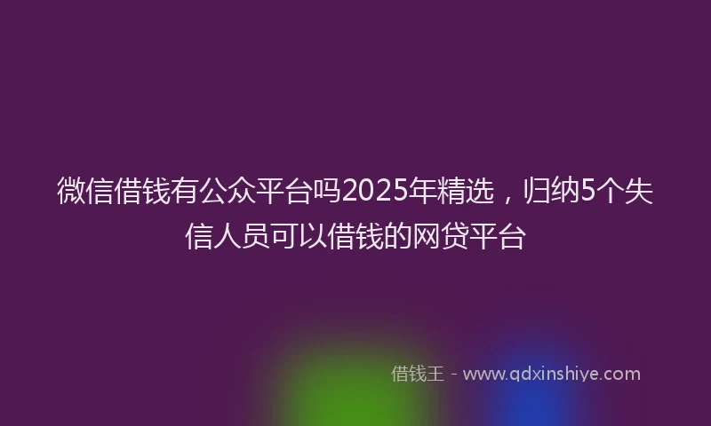 微信借钱有公众平台吗2025年精选，归纳5个失信人员可以借钱的网贷平台