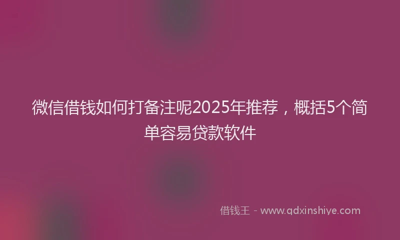 微信借钱如何打备注呢2025年推荐，概括5个简单容易贷款软件