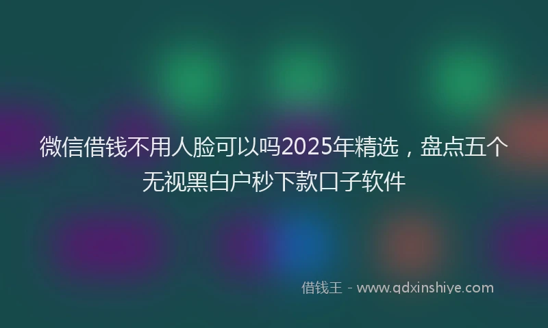 微信借钱不用人脸可以吗2025年精选，盘点五个无视黑白户秒下款口子软件