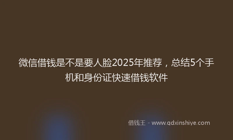 微信借钱是不是要人脸2025年推荐，总结5个手机和身份证快速借钱软件