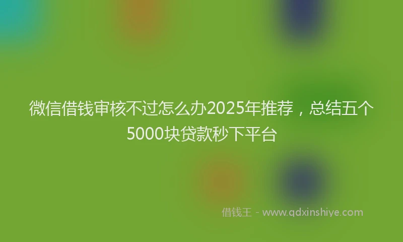 微信借钱审核不过怎么办2025年推荐，总结五个5000块贷款秒下平台
