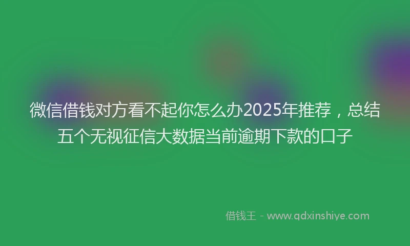 微信借钱对方看不起你怎么办2025年推荐，总结五个无视征信大数据当前逾期下款的口子
