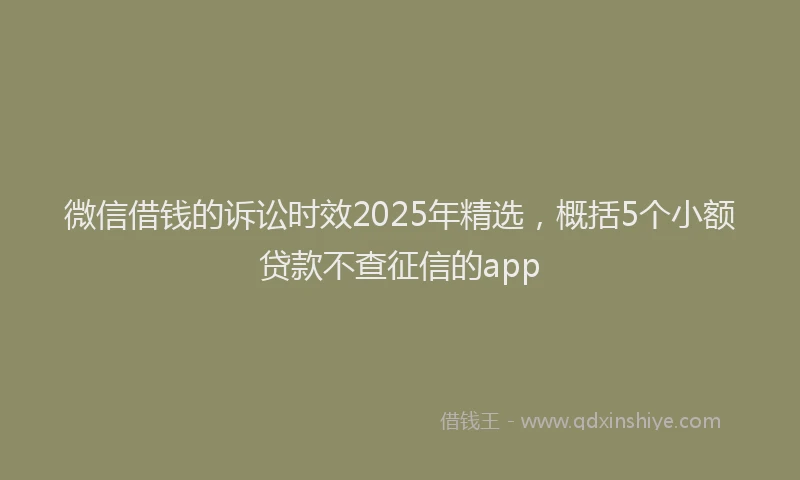 微信借钱的诉讼时效2025年精选，概括5个小额贷款不查征信的app