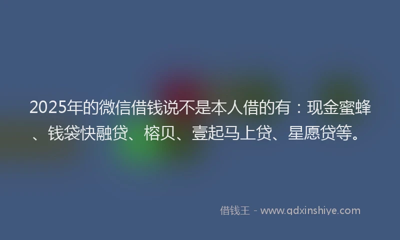 2025年的微信借钱说不是本人借的有：现金蜜蜂、钱袋快融贷、榕贝、壹起马上贷、星愿贷等。
